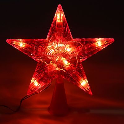 Фигура ''Звезда красная ёлочная'' 16Х16 см, пластик, 10 ламп, 240V Красный